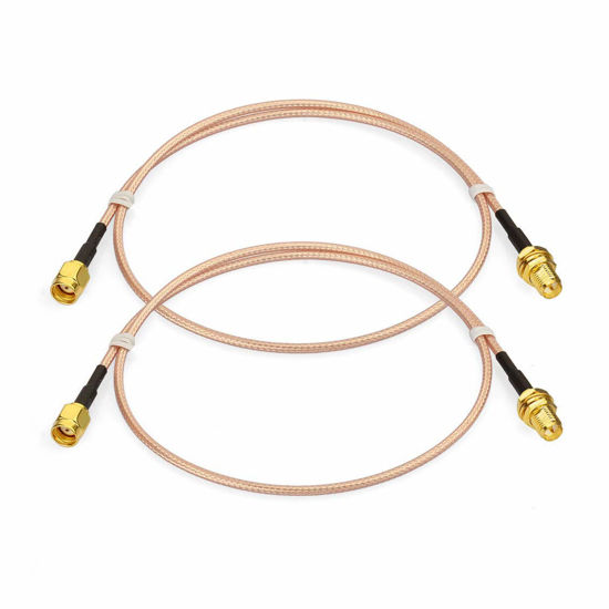 Picture of Bingfu WiFi Antenna Extension Cable (2-Pack) RP-SMA Male to RP-SMA Female Bulkhead Mount RG316 Cale 60cm 24 inch for WiFi Router Security IP Camera Wireless Mini PCI Express PCIE Network Card Adapter