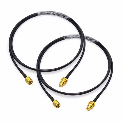 Picture of Bingfu SMA Male to SMA Female Bulkhead Mount RG174 Antenna Extension Cable 1m 3 feet 2-Pack Compatible with 4G LTE Router Gateway Modem Cellular SDR Dongle Receiver