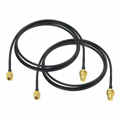 Picture of Bingfu RP-SMA Male to RP-SMA Female Bulkhead Mount RG174 WiFi Antenna Extension Coaxial Cable 1m / 3 feet (2-Pack) for WiFi Router Security Camera Wireless Mini PCI Express PCIE Network Card Adapter