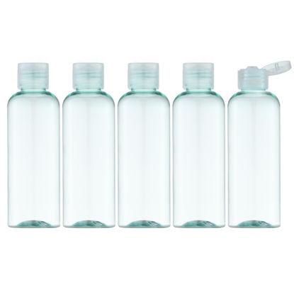 Picture of LISAPACK 3.4Oz Travel Bottles with Flip Cap (5 Pcs) Empty Dispenser Container for Travel Size Cosmetics (100ml, Light Green)