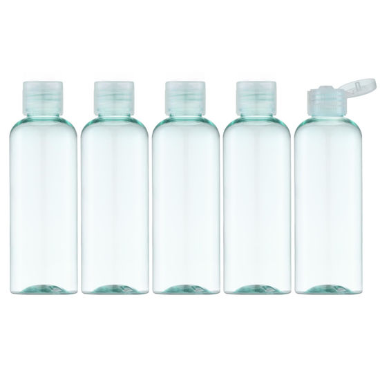Picture of LISAPACK 3.4Oz Travel Bottles with Flip Cap (5 Pcs) Empty Dispenser Container for Travel Size Cosmetics (100ml, Light Green)