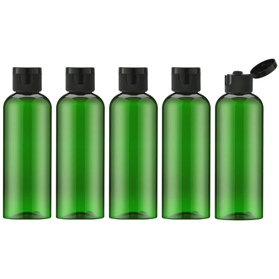 Picture of LISAPACK 3.4Oz Travel Bottles with Flip Cap (5 Pcs) Empty Dispenser Container for Travel Size Cosmetics (100ml, Green)