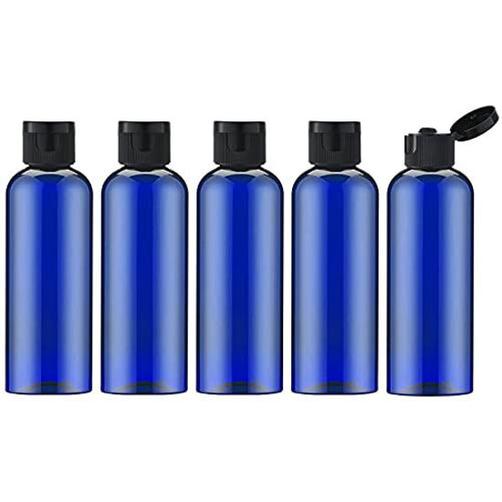 Picture of Lisapack 3.4Oz Travel Bottles with Flip Cap (5 Pcs) Empty Dispenser Container for Travel Size Cosmetics (100ml, Blue)