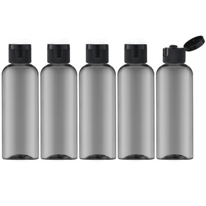 Picture of LISAPACK 3.4Oz Travel Bottles with Flip Cap (5 Pcs) Empty Dispenser Container for Travel Size Cosmetics (100ml, Black)
