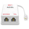 Picture of NECABLES DSL Filter Splitter for Phone Line and Modem 6 Inductors Version RJ11 6P2C 1 Male to 2 Females White