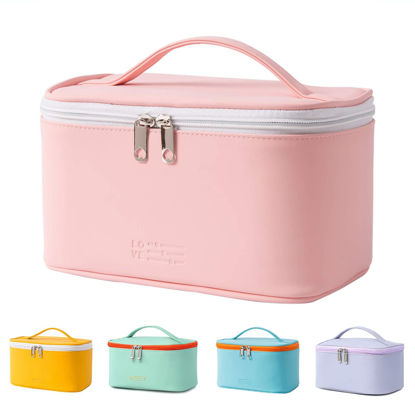 Picture of Makeup Bag Cosmetic Bags Small for Women Ladies Zipper Pouch Makeup Organizer Waterproof Cute (Light Pink)