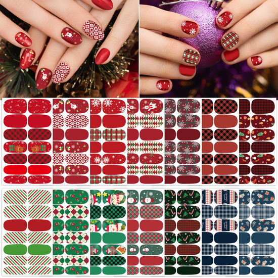 Buy Holiday Plaid Green Red Color Nail Real Polish Wraps ZZ97 Street Art  Strips Online in India - Etsy