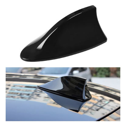 Picture of Shark Fin Antenna Cover for Car, Automotive Top Roof Aerials AM/FM Radio Signal Base, Vehicle Shark Fin Shape Cover with Adhesive Tape, Car Accessories Universal for Most Sedan, SUV, Van (Black)