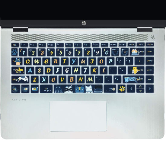 Picture of SANFORIN Keyboard Cover for 2020 2019 2018 HP 14" Laptop/HP Pavilion x360 14M-BA 14M-CD 14M-DH 14-BA 14-BF 14-cm 14-CF 14-DF 14-DK 14-DS 14-DQ Series 14 Inch Protective Skin, Cat