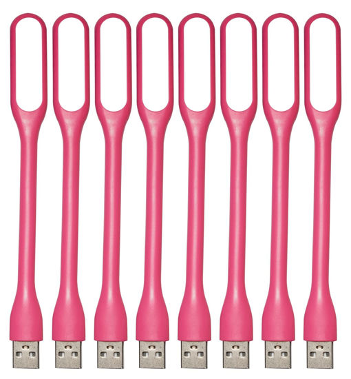 Picture of Kyfreshpower Flexible Mini USB LED Lamp Light Portable Night Light Compatible for Power Bank, Laptop, Notebook, Reading, Computer Keyboard USB Reading Light (8pcs, Pink)