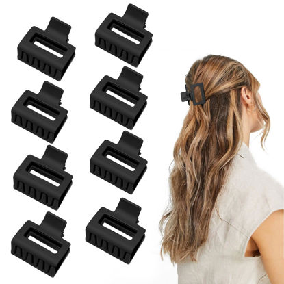 Picture of Medium Claw Hair Clips for Women Girls, 2" Matte Rectangle Small Hair Claw Clips for Thin/Medium Thick Hair, Hair Jaw Clips Nonslip Clips (8pcs Black)