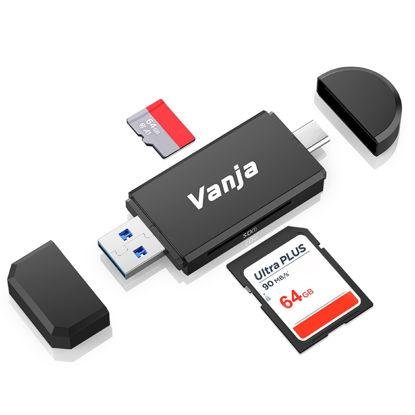 Picture of Vanja USB C SD Card Reader USB 3.0, Micro SD Card Adapter Memory Card Reader Used for SD TF SDXC SDHC MMC RS-MMC Micro SD Micro SDXC Micro SDHC UHS-I Cards