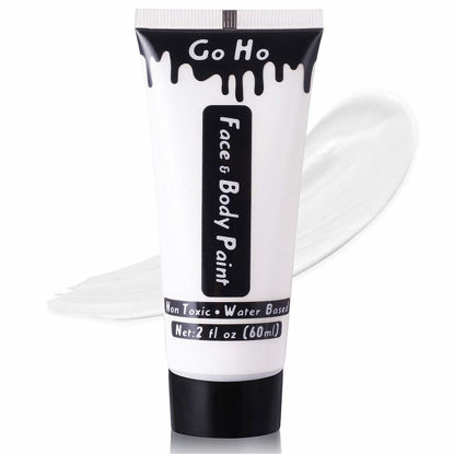 Picture of Go Ho White Body Paint Washable,2.1 Oz(60ml) Water Based Cream White Face Paint,Vampire Joker Zombie Skeleton Clown Makeup for Adults Children SFX Cosplay Costumes Festivals Halloween Makeup