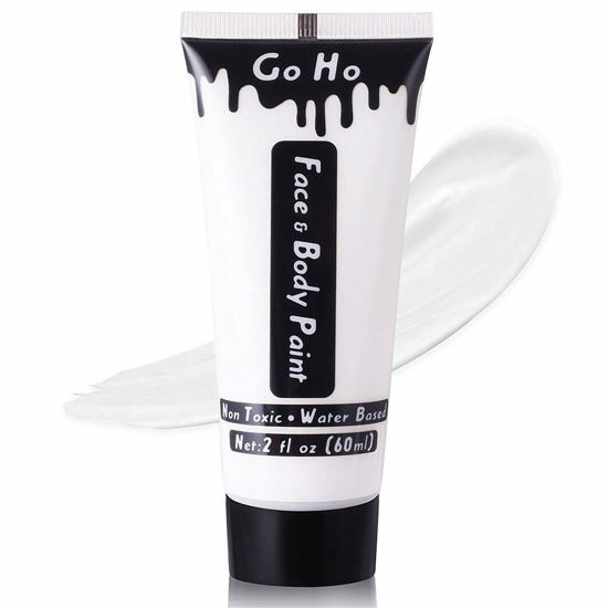 Picture of Go Ho White Body Paint Washable,2.1 Oz(60ml) Water Based Cream White Face Paint,Vampire Joker Zombie Skeleton Clown Makeup for Adults Children SFX Cosplay Costumes Festivals Halloween Makeup
