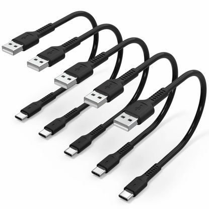 Picture of 1 Foot Short USB C Cord Fast Charge 5 Pack Durable USB A to USB Type C 3A Fast Charging Cable for Charging Station Compatible with Samsung Galaxy Note 20 A20 A51 S10 S20 Plus Ultra LG Stylo K51