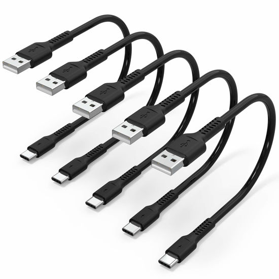 Picture of 1 Foot Short USB C Cord Fast Charge 5 Pack Durable USB A to USB Type C 3A Fast Charging Cable for Charging Station Compatible with Samsung Galaxy Note 20 A20 A51 S10 S20 Plus Ultra LG Stylo K51
