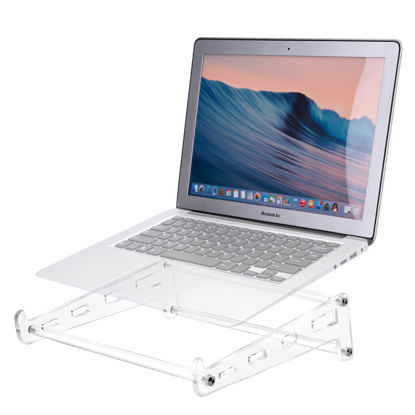 Picture of QUPIVA Acrylic Laptop Stand for Desk, Clear Ventilated Computer Stand Holder for Desk, Ergonomic Acrylic Sturdy Laptop Riser Compatible with MacBook Air Pro Dell XPS HP Lenovo Thinkpad ASUS 9-16 Inch