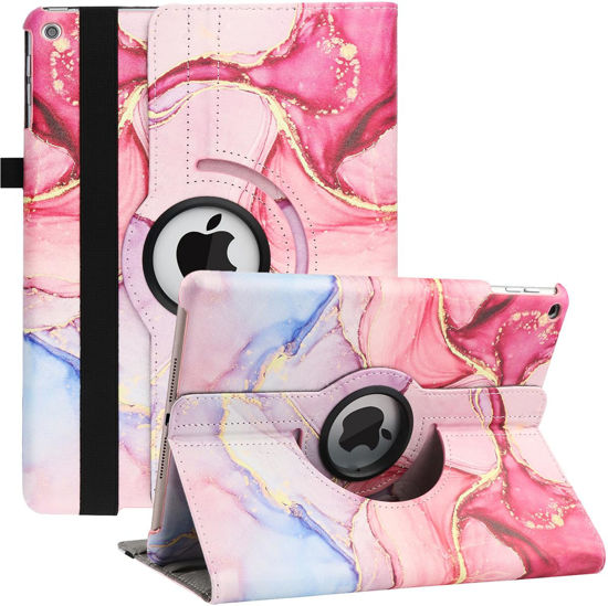 Picture of Rotating Case for 9th Generation Case 2021 / iPad 8th Generation 2020 / 7th Generation 10.2" 2019, 360 Degree Rotating Multi-Angle Viewing Folio Stand Case with Auto Sleep/Wake Feature (Pink Marble)