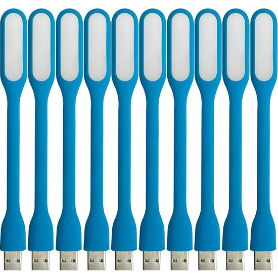 Picture of FINENIC USB LED Light Lamp for Power Bank, Portable Eye Care Mini Night Light with Flexible Arm, USB Gooseneck Reading Lamps Book Light,Compatible for Desktop, Notebook Laptop (10-Blue)