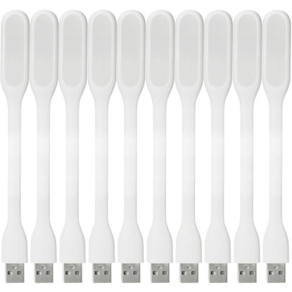 Picture of FINENIC USB LED Light Lamp for Power Bank, Portable Eye Care Mini Night Light with Flexible Arm, USB Gooseneck Reading Lamps Book Light,Compatible for Desktop, Notebook Laptop (10-White)
