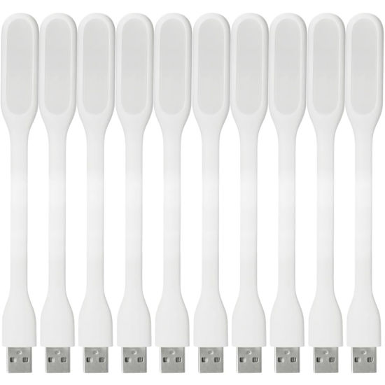 Picture of FINENIC USB LED Light Lamp for Power Bank, Portable Eye Care Mini Night Light with Flexible Arm, USB Gooseneck Reading Lamps Book Light,Compatible for Desktop, Notebook Laptop (10-White)
