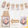 Picture of Whaline 1st Birthday Baby Photo Banner for Newborn to 12 Months, Monthly Milestone Photograph Bunting Garland, First Birthday Celebration Decoration (Kraft)