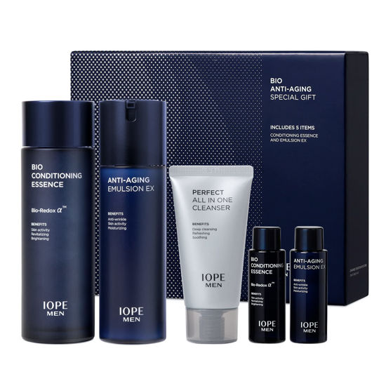 Picture of IOPE MEN BIO Anti-aging & Moisturizing Set, Cleanser, Emulsion, Conditioning Essence Serum and Soothing Aftershave, HOMME Korean Skincare by Amorepacific