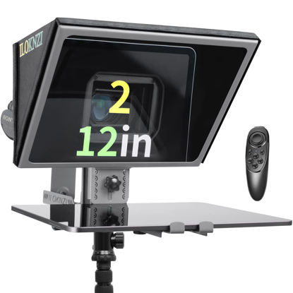 Picture of ILOKNZI i2/12inch/Gray, Liftable Teleprompter Metal Teleprompters for 12.9" Tablets with Adjustable Tempered Optical Glass Supports Webcam Wide Angle Camcorder/Camera Lens Studio Make Videos