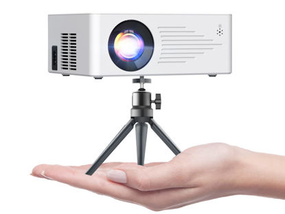 Picture of TMY Mini Projector for iPhone, Portable Projector with 5G WiFi and Bluetooth, 1080P HD Projector【with Tripod】, 9500Lux Movie Projector for iOS/Android/PC/TV Stick/HDMI/AV/USB, Indoor & Outdoor use