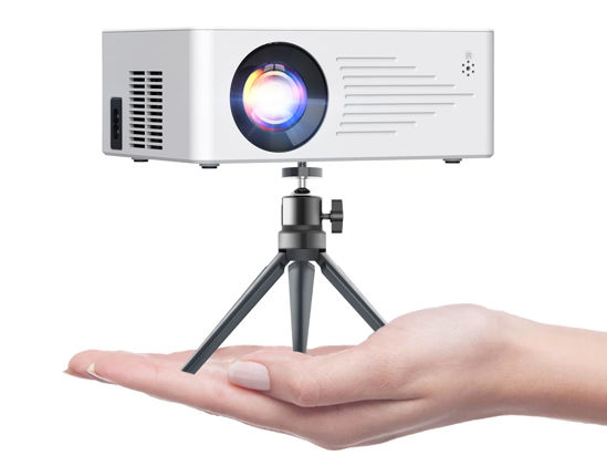 Picture of TMY Mini Projector for iPhone, Portable Projector with 5G WiFi and Bluetooth, 1080P HD Projector【with Tripod】, 9500Lux Movie Projector for iOS/Android/PC/TV Stick/HDMI/AV/USB, Indoor & Outdoor use