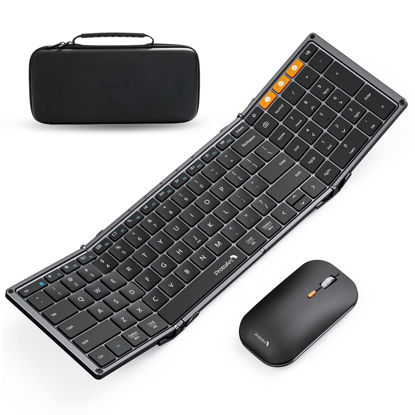 Picture of Foldable Keyboard and Mouse, ProtoArc XKM01 Folding Bluetooth Keyboard Mouse Combo for Business and Travel, 2.4G+Dual Bluetooth, USB-C Rechargeable, Full-Size Portable Keyboard for Laptop iPad Tablets