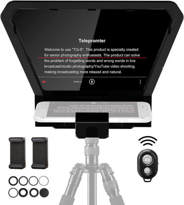 Picture of GVM Teleprompter Kit with Remote Control & Flexible Holder for iPad, Tablet, Smartphone & DSLR Cameras, teleprompter for Smartphone APP Compatible with iOS/Android for Online Teaching/Vlogger