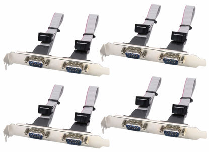 Picture of zdyCGTime 2 Port DB9 RS232Serial Port Bracket to 10 pin HeaderRibbon Cable Connector Adapter, DB9 Serial Male to 10P Motherboard Header Panel Mount Cable Serial Port Bracket (12in 4Pcs) (2 Port)