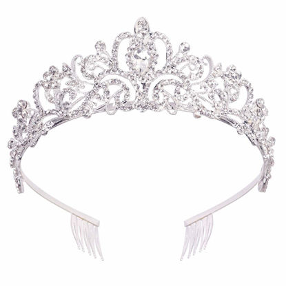 Picture of Didder Silver Crystal Tiara Crown Headband Princess Elegant Crown with combs for Women Girls Bridal Wedding Prom Birthday Party
