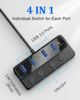 Picture of Qeefun 4-Port USB Hub 3.0, Individual LED Power Switches USB Extension 2ft USB Extender 5V/3A USB Adapter for Laptop, PC, USB Flash Drives, and More