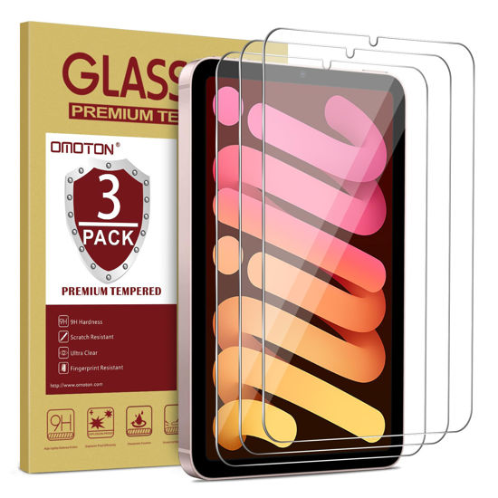 Picture of OMOTON [3 Pack] Screen Protector Compatible with iPad Mini 6 (6th Generation, 8.3 Inch) - Tempered Glass Compatible with iPad Mini 6th Generation 2021, High Definition/Apple Pencil Compatible