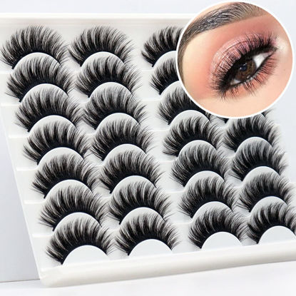 Picture of Losha False Eyelashes Full and Lightweight Faux Mink Lashes 14 Pairs Pack Thick Dramatic Volume Reusable Eyelash Extensions for Everyday Looks