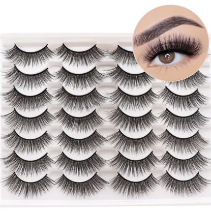 Picture of Losha False Eyelashes Fluffy Lashes Natural Look Lightweight Wispy Fake Eyelashes 14 Pairs Pack Comfortable Reusable Eye Lashes| F61