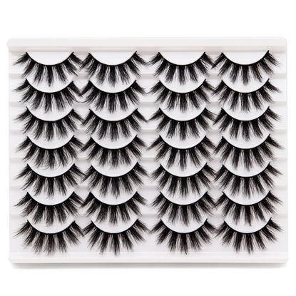 Picture of Losha Eyelashes Natural Look 3D Faux Mink Lashes Fluffy False Eyelashes Wispy Cross Eye Lashes 14 Pairs Pack