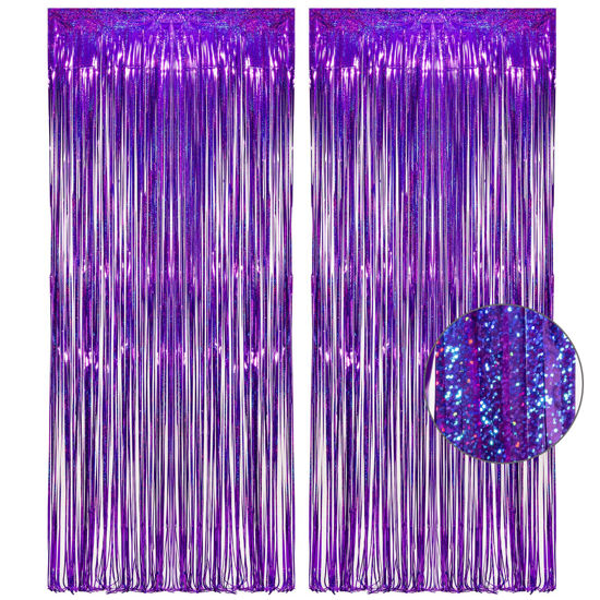 GetUSCart Purple Tinsel Curtain Party Backdrop GREATRIL Foil Fringe