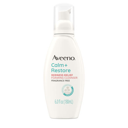 Picture of Aveeno Calm + Restore Redness Relief Foaming Cleanser, Daily Facial Cleanser With Calming Feverfew to Help Reduce the Appearance of Redness, Hypoallergenic & Fragrance-Free, 6 fl. oz