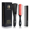 Picture of BRUSHZOO Detangling Brush for Curly Hair, Hair Brushes for Women Men or Kids Black Natural Hair, Detangler Brush for Natural 3/4abc Hair, Easier & Faster Detangling for Wet Dry Hair