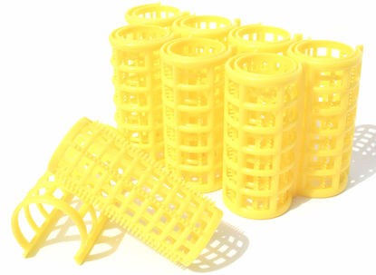 Picture of Kamay's X-Large Hair Rollers Comb Curlers Clips Styling Rollers Hair Curls Wave Style Hairdressing Curlers Tools (Plastic Styling 30mm 1 1/8" 8PCS Random Clolor)