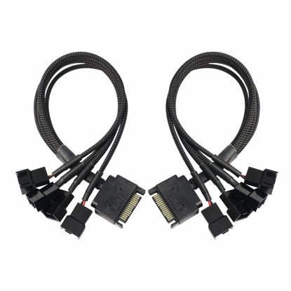 Picture of SATA to 3 Pin 4 Pin Fan Adapter,15pin SATA to 4 x 3 pin / 4 Pin 12V PC Case Fan Splitter Extension Power Cable Adapter-28cm-2pcs