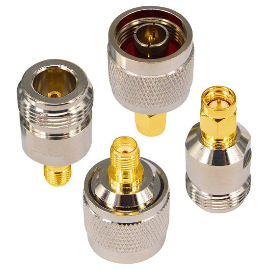 Picture of onelinkmore SMA to N Adapter Kit 4 Type Connectors N Type Male/Female to SMA Female/Male Wi-Fi Adapter , Coaxial Convertor Kit for WiFi Antenna Extender Transceiver