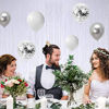 Picture of BEISHIDA 2 Pack Foil Fringe Curtain,White Tinsel Metallic Curtains Photo Backdrop Streamer Curtain for Wedding Engagement Bridal Shower Birthday Bachelorette Party Stage Decor(3.28ft x 6.56 ft)