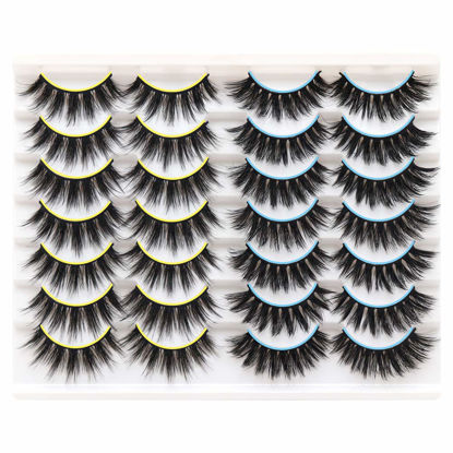 Picture of Losha 3D Faux Mink Lashes Dramatic Long False Eyelashes 14 Pairs Value Pack Handmade Reusable Thick Crossed Fake Eyelashes for Makeup Mix Styles (K38+K42)