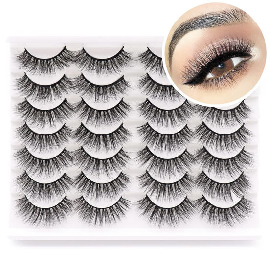 Picture of Losha Eyelashes Natural Look Faux Mink Lashes Pack Handmade Fluffy False Eyelashes 14 Pairs Eye Lashes (M809)