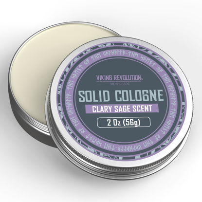 Picture of Viking Revolution Clary Sage Mens Solid Cologne Men 2 Oz - Men Solid Perfume with Clary Sage Cologne for Men - Balm Cologne for Mens Cologne Balm Travel Cologne Wax (1 pack, Clary Sage)