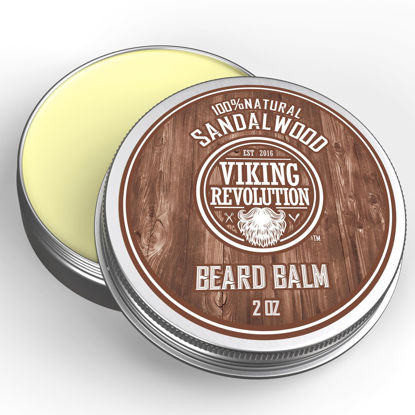Picture of Viking Revolution Beard Balm with Sandalwood Scent and Argan & Jojoba Oils- Styles, Strengthens & Softens Beards & Mustaches - Leave in Conditioner Wax for Men (1 Pack)